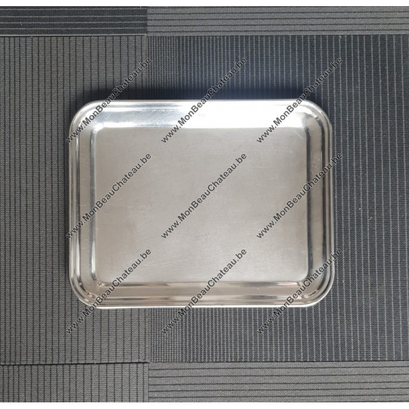 Plateau rectangulaire gris inox 40 cm x 32 cm - Location plat - SLF
