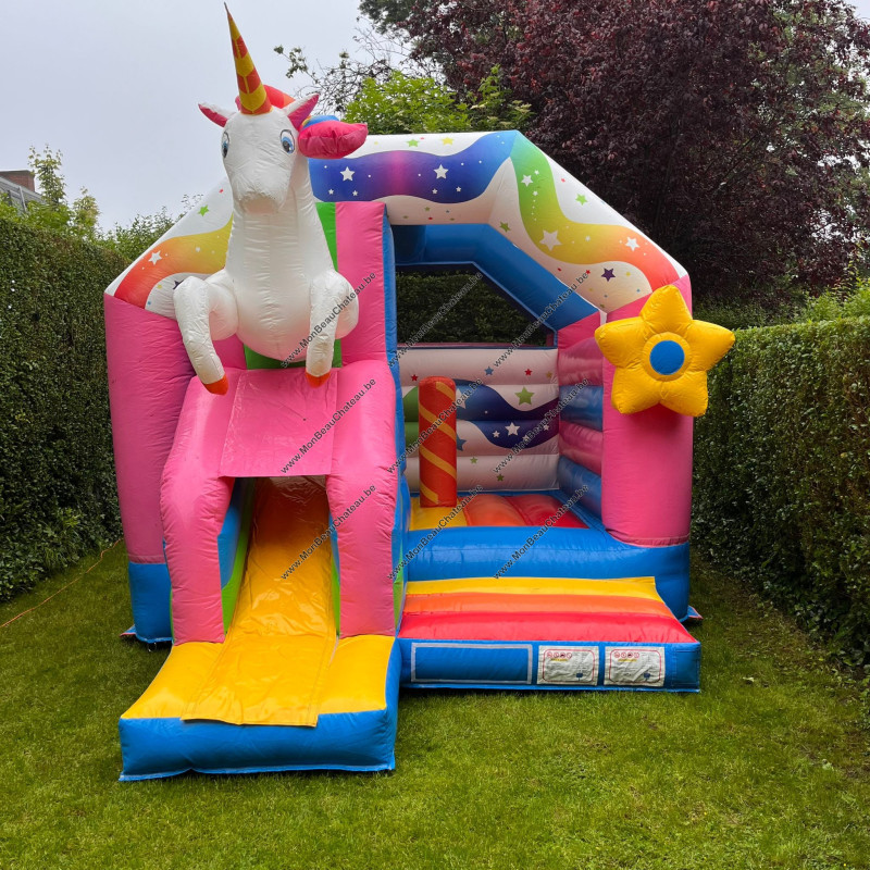 COSTWAY 7 1 Château Gonflable Souffleur 450W & Toboggan Aire De Jeux
