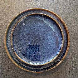 assiette bleue - 21,5 cm et 26 cm